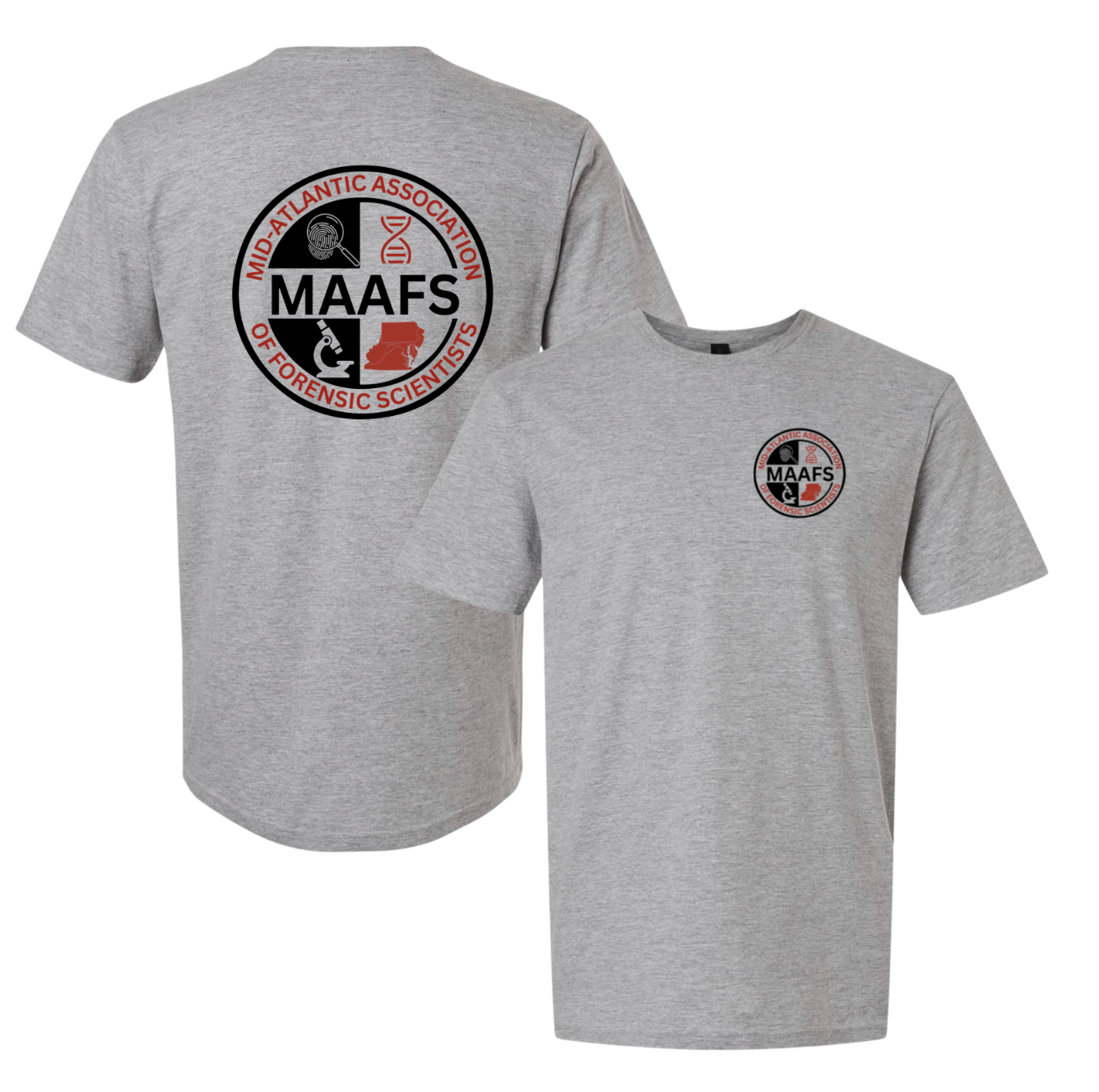 Black and Red Logo On Chest and Back of shirt.