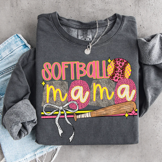 Softball Leopard Block Letters With Dotted Bows