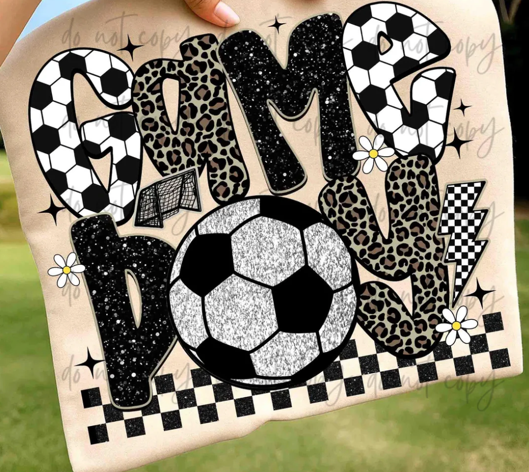 Game Day Soccer Leopard Faux Glitter