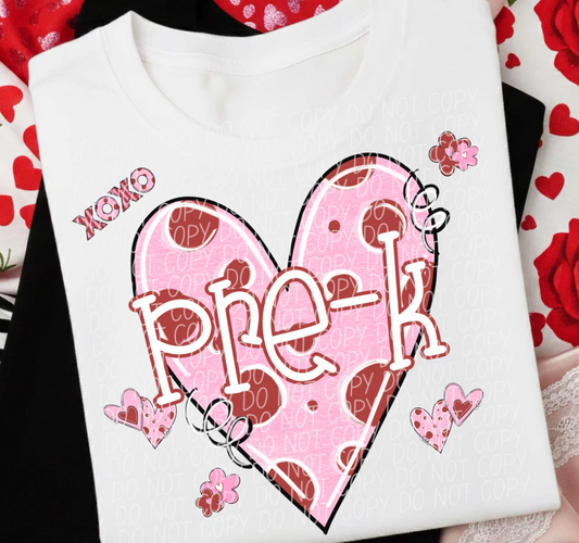 Valentines Grades Polka Heart Pre-K