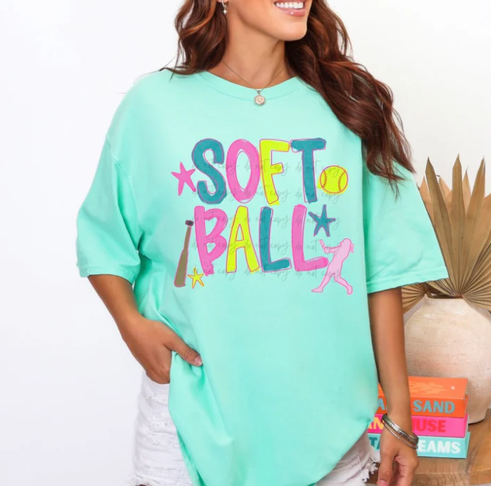 Softball Watercolor Letters