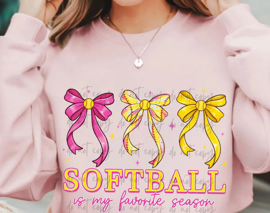 Softball Is My Favorite Season Trio Bow