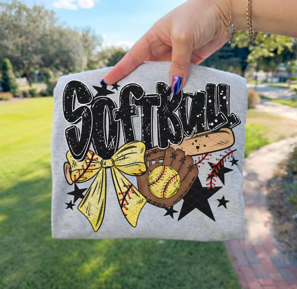 Softball Bow Bat Stars