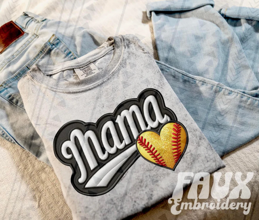 Softball Mama Faux Embroidery