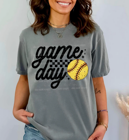 Softball Game Day Blk Checkered