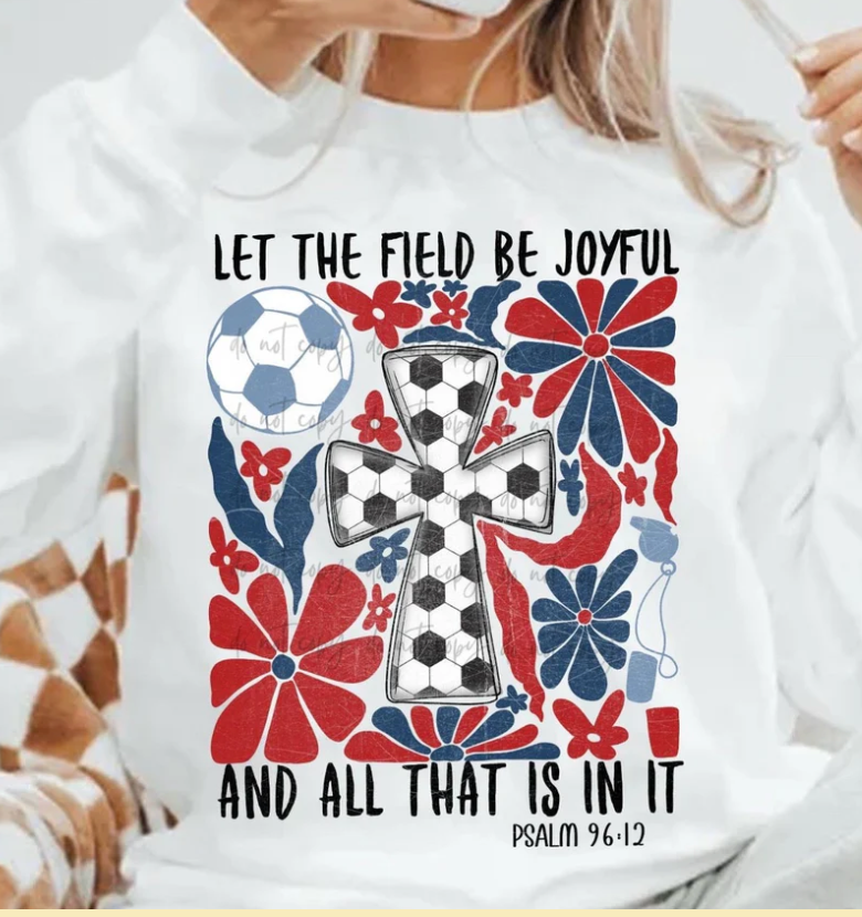Let The Field Be Joyful Floral Groovy Soccer
