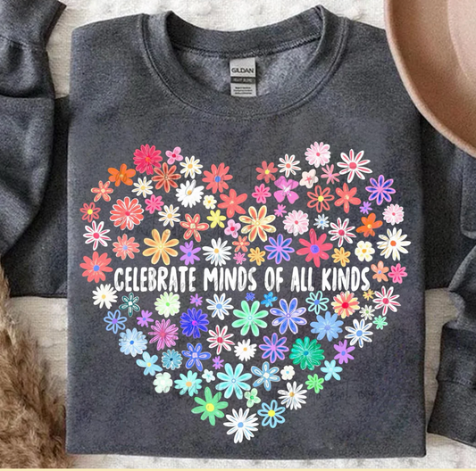 Celebrate Minds of All Kinds Floral Heart