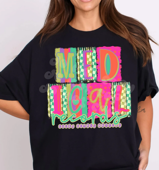 Medical Records Neon Multi-Print Letters