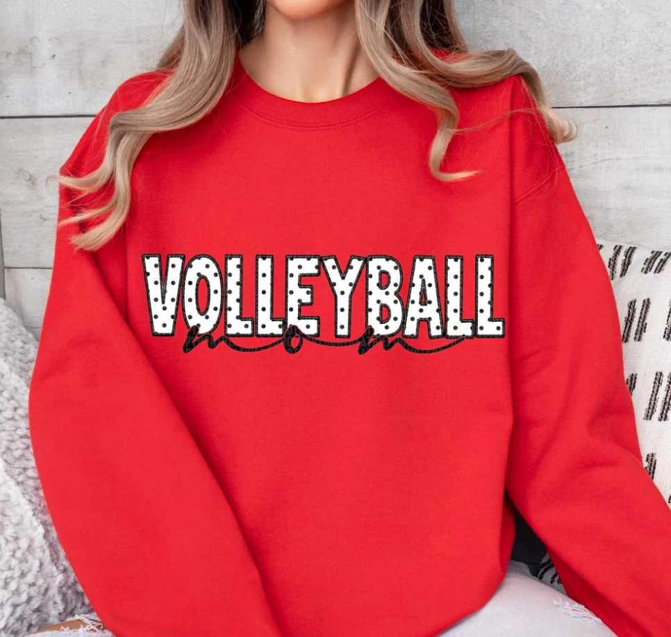 Volleyball Mom Blk Polka Dot