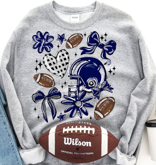 Play Ball Football Collage Navy Blue