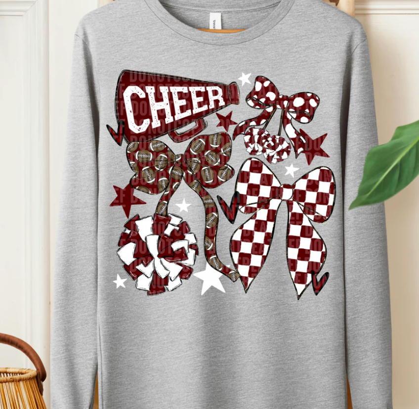Cheer Football Bows Maroon