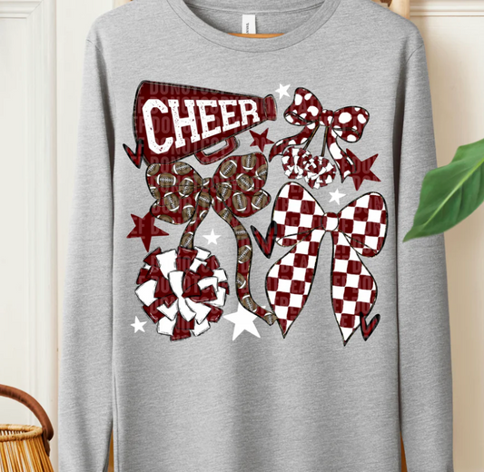 Cheer Football Bows Maroon