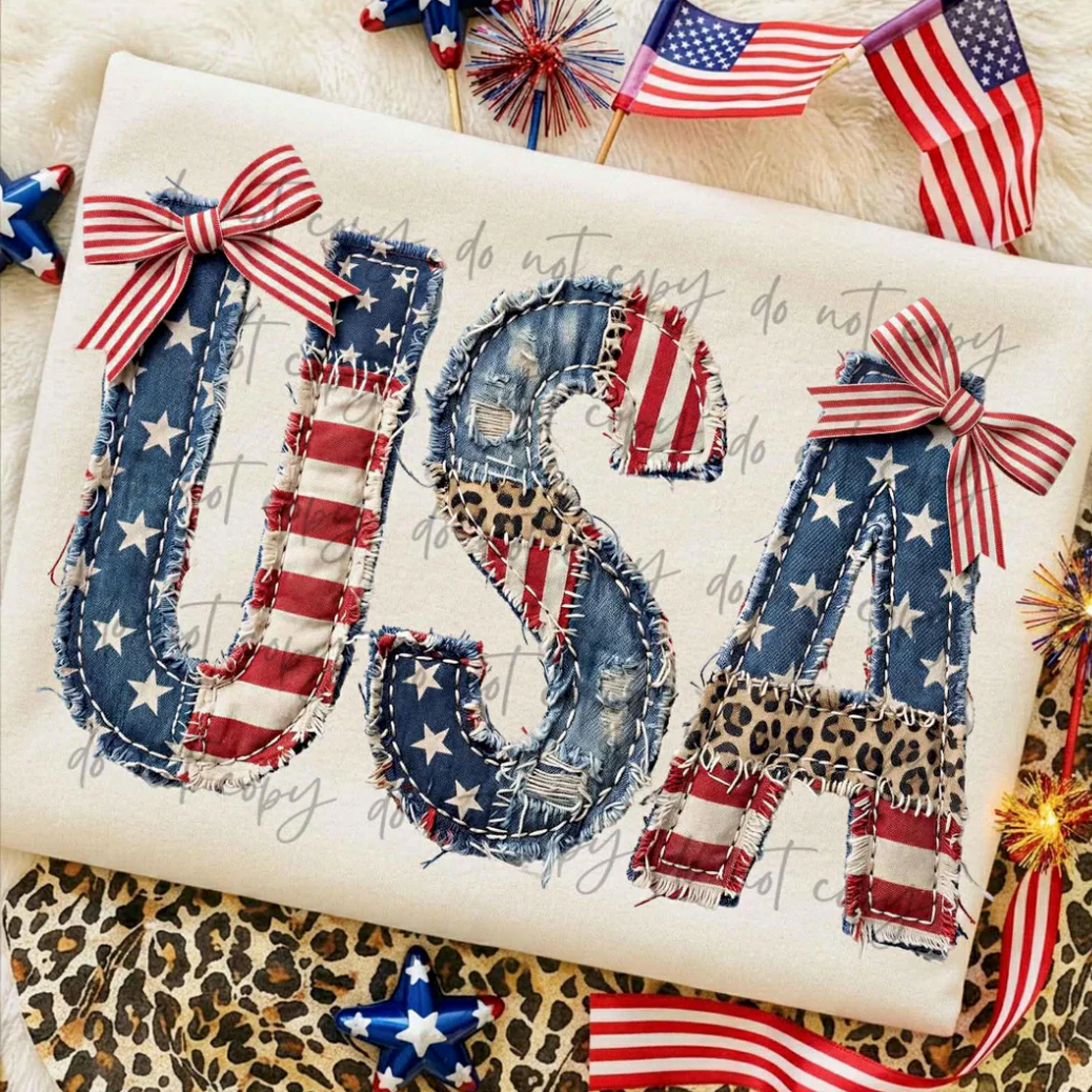 USA Leopard Patch Distressed With Bows