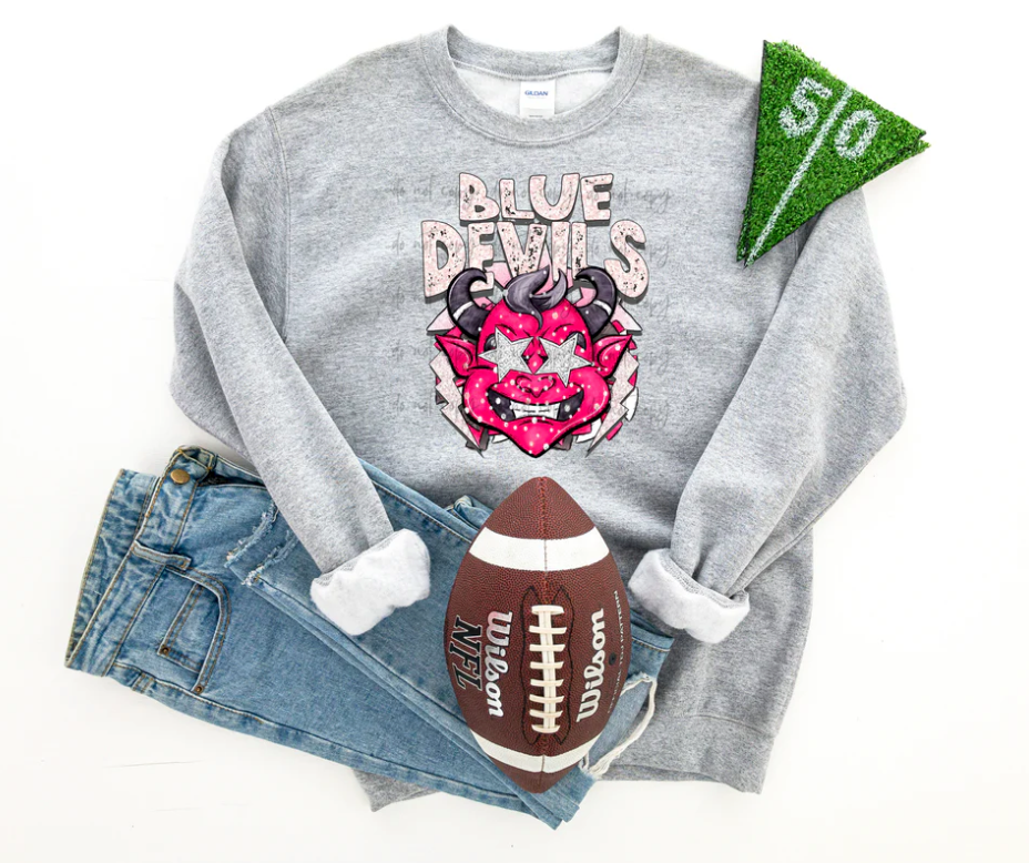 Pink Blue Devils Mascot