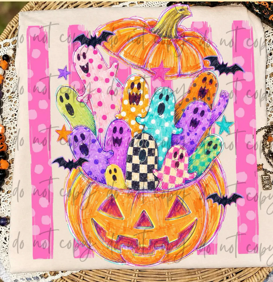 Preppy Colorful Ghost Pumpkin Coquette Polka Dot