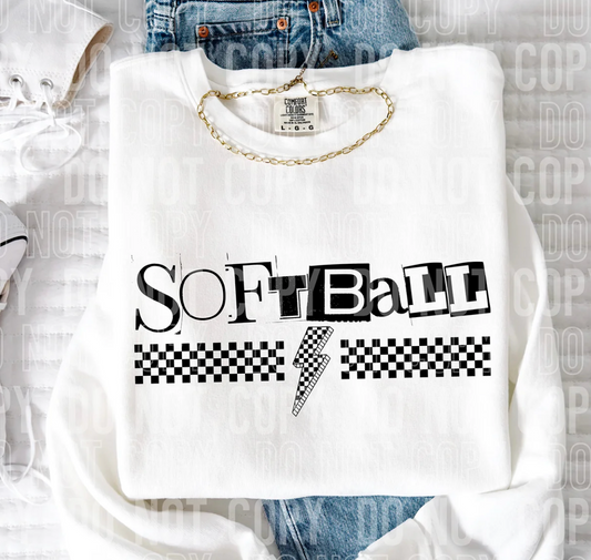 Softball Checkered Bolt